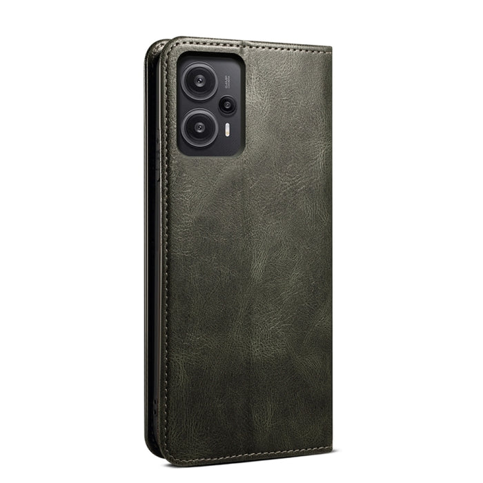 Estuche para teléfono con tapa de cuero con textura de caballo loco de cera de aceite, For Xiaomi Redmi Note 12 Turbo / Poco F5, For Xiaomi Redmi Note 12 Turbo