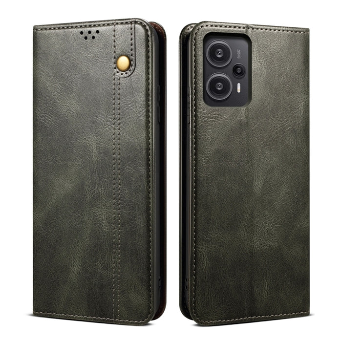 Estuche para teléfono con tapa de cuero con textura de caballo loco de cera de aceite, For Xiaomi Redmi Note 12 Turbo / Poco F5, For Xiaomi Redmi Note 12 Turbo