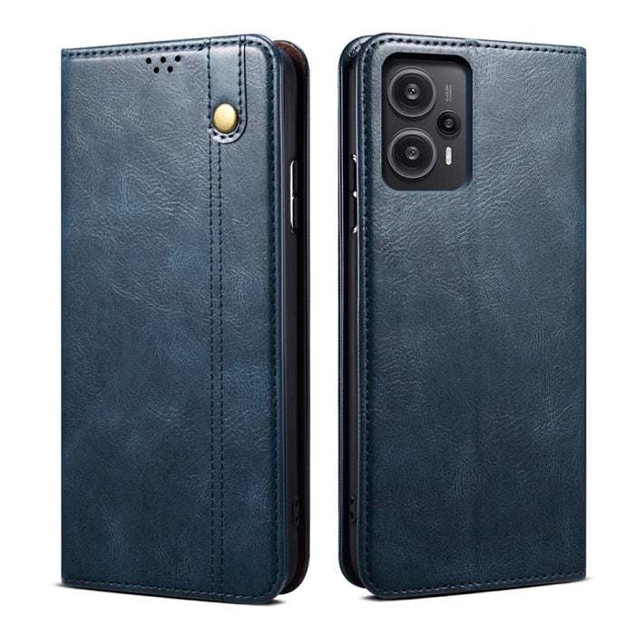 Estuche para teléfono con tapa de cuero con textura de caballo loco de cera de aceite, For Xiaomi Redmi Note 12 Turbo / Poco F5, For Xiaomi Redmi Note 12 Turbo