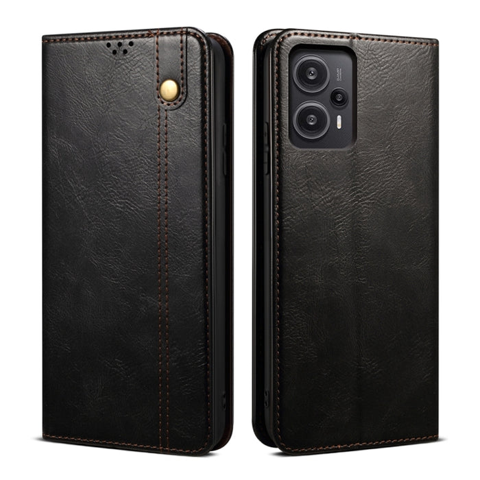 Estuche para teléfono con tapa de cuero con textura de caballo loco de cera de aceite, For Xiaomi Redmi Note 12 Turbo / Poco F5, For Xiaomi Redmi Note 12 Turbo