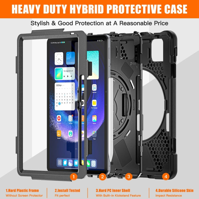 Funda híbrida de silicona para tableta con agarre y correa para el hombro, For Xiaomi Pad 6 / Pad 6 Pro