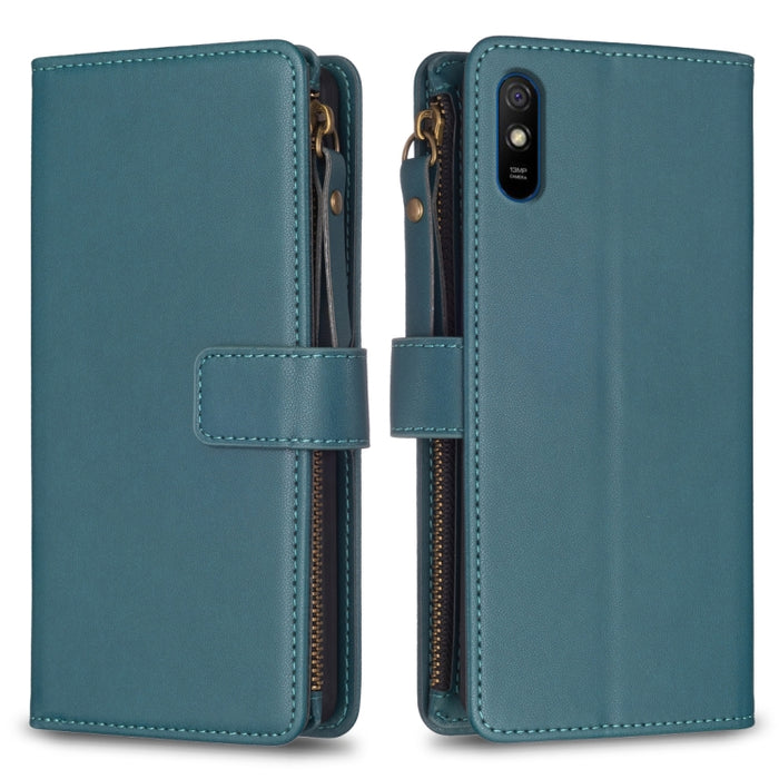 9 ranuras para tarjetas con cremallera, funda de cuero con tapa para teléfono, For Xiaomi Redmi Note 10 Pro, For Xiaomi Redmi Note 10, For Xiaomi Redmi K40 / K40 Pro, For Xiaomi Poco M3, For Xiaomi Poco X3, For Xiaomi Redmi 9A, For Xiaomi Redmi 9      ...