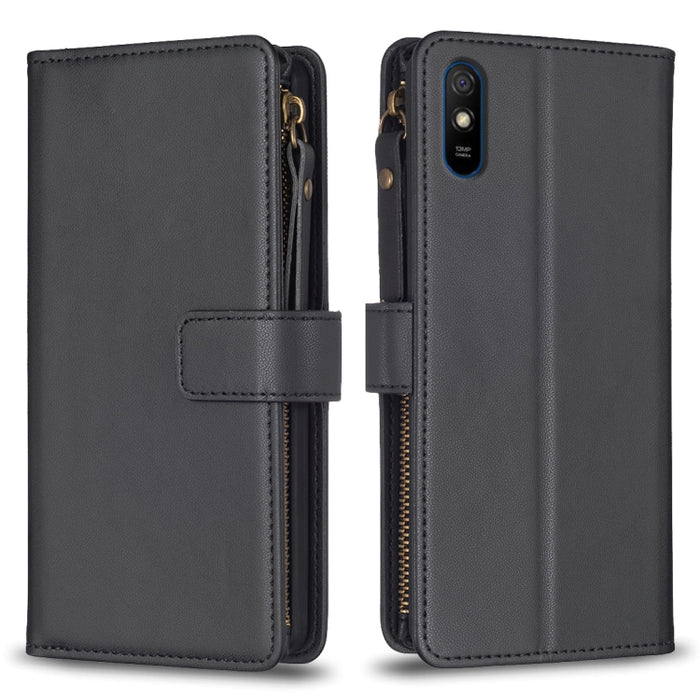 9 ranuras para tarjetas con cremallera, funda de cuero con tapa para teléfono, For Xiaomi Redmi Note 10 Pro, For Xiaomi Redmi Note 10, For Xiaomi Redmi K40 / K40 Pro, For Xiaomi Poco M3, For Xiaomi Poco X3, For Xiaomi Redmi 9A, For Xiaomi Redmi 9      ...