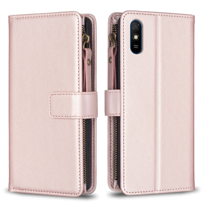 9 ranuras para tarjetas con cremallera, funda de cuero con tapa para teléfono, For Xiaomi Redmi Note 10 Pro, For Xiaomi Redmi Note 10, For Xiaomi Redmi K40 / K40 Pro, For Xiaomi Poco M3, For Xiaomi Poco X3, For Xiaomi Redmi 9A, For Xiaomi Redmi 9      ...