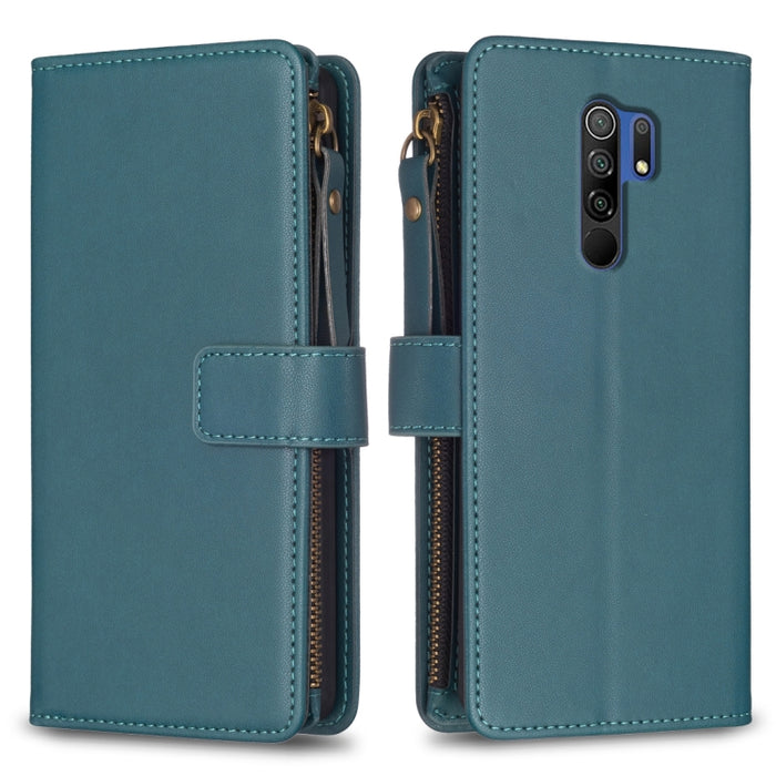9 ranuras para tarjetas con cremallera, funda de cuero con tapa para teléfono, For Xiaomi Redmi Note 10 Pro, For Xiaomi Redmi Note 10, For Xiaomi Redmi K40 / K40 Pro, For Xiaomi Poco M3, For Xiaomi Poco X3, For Xiaomi Redmi 9A, For Xiaomi Redmi 9      ...