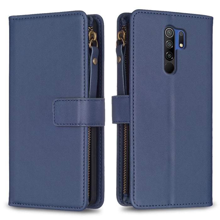 9 ranuras para tarjetas con cremallera, funda de cuero con tapa para teléfono, For Xiaomi Redmi Note 10 Pro, For Xiaomi Redmi Note 10, For Xiaomi Redmi K40 / K40 Pro, For Xiaomi Poco M3, For Xiaomi Poco X3, For Xiaomi Redmi 9A, For Xiaomi Redmi 9      ...