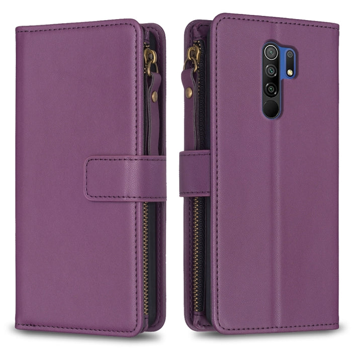 9 ranuras para tarjetas con cremallera, funda de cuero con tapa para teléfono, For Xiaomi Redmi Note 10 Pro, For Xiaomi Redmi Note 10, For Xiaomi Redmi K40 / K40 Pro, For Xiaomi Poco M3, For Xiaomi Poco X3, For Xiaomi Redmi 9A, For Xiaomi Redmi 9      ...
