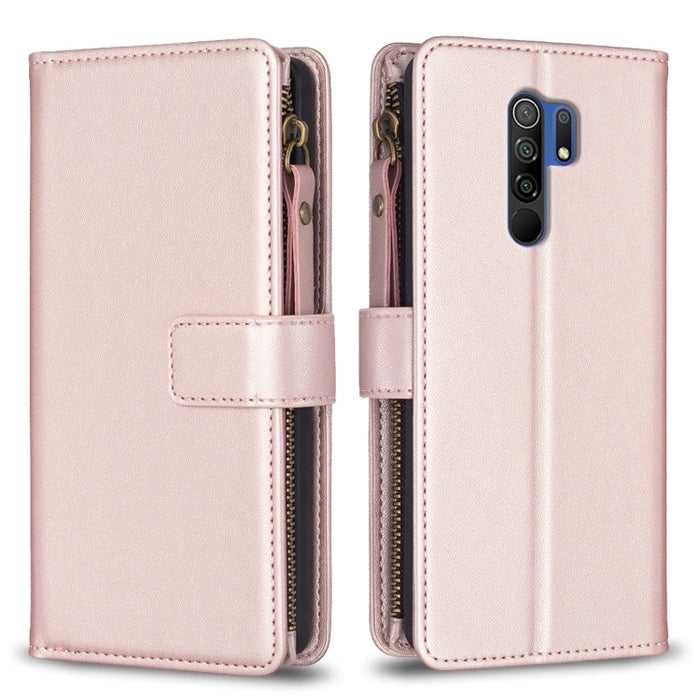 9 ranuras para tarjetas con cremallera, funda de cuero con tapa para teléfono, For Xiaomi Redmi Note 10 Pro, For Xiaomi Redmi Note 10, For Xiaomi Redmi K40 / K40 Pro, For Xiaomi Poco M3, For Xiaomi Poco X3, For Xiaomi Redmi 9A, For Xiaomi Redmi 9      ...
