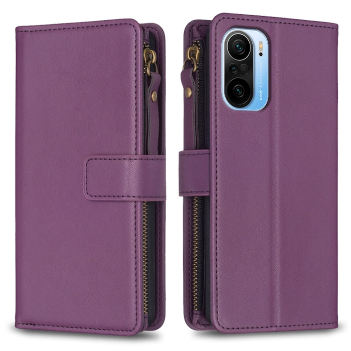 9 ranuras para tarjetas con cremallera, funda de cuero con tapa para teléfono, For Xiaomi Redmi Note 10 Pro, For Xiaomi Redmi Note 10, For Xiaomi Redmi K40 / K40 Pro, For Xiaomi Poco M3, For Xiaomi Poco X3, For Xiaomi Redmi 9A, For Xiaomi Redmi 9      ...