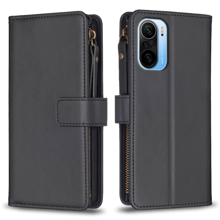 9 ranuras para tarjetas con cremallera, funda de cuero con tapa para teléfono, For Xiaomi Redmi Note 10 Pro, For Xiaomi Redmi Note 10, For Xiaomi Redmi K40 / K40 Pro, For Xiaomi Poco M3, For Xiaomi Poco X3, For Xiaomi Redmi 9A, For Xiaomi Redmi 9      ...