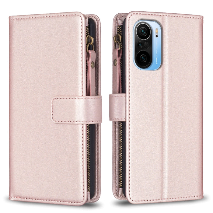 9 ranuras para tarjetas con cremallera, funda de cuero con tapa para teléfono, For Xiaomi Redmi Note 10 Pro, For Xiaomi Redmi Note 10, For Xiaomi Redmi K40 / K40 Pro, For Xiaomi Poco M3, For Xiaomi Poco X3, For Xiaomi Redmi 9A, For Xiaomi Redmi 9      ...