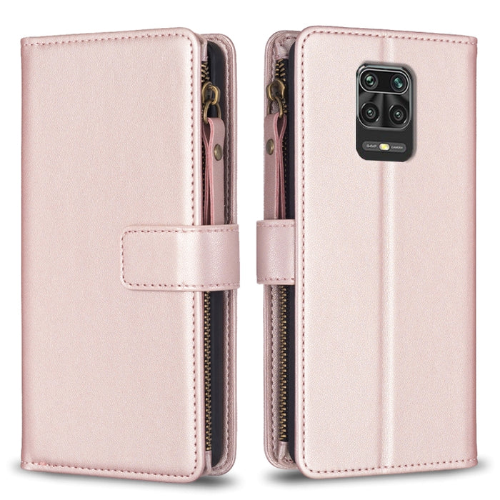 9 ranuras para tarjetas con cremallera, funda de cuero con tapa para teléfono, For Xiaomi Redmi Note 10 Pro, For Xiaomi Redmi Note 10, For Xiaomi Redmi K40 / K40 Pro, For Xiaomi Poco M3, For Xiaomi Poco X3, For Xiaomi Redmi 9A, For Xiaomi Redmi 9      ...