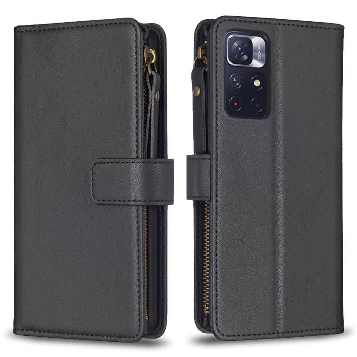 9 ranuras para tarjetas con cremallera, funda de cuero con tapa para teléfono, For Xiaomi Redmi Note 13 Pro 4G Global, For Xiaomi Poco M6 Pro 4G, For Xiaomi Redmi Note 13 4G Global, For Xiaomi Redmi Note 13, For Xiaomi Redmi 13C                        ...