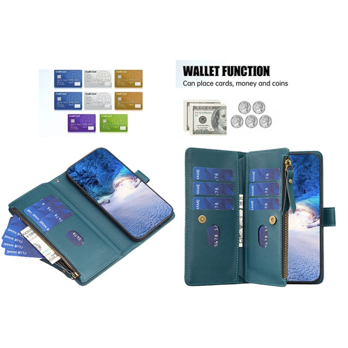 9 ranuras para tarjetas con cremallera, funda de cuero con tapa para teléfono, For Xiaomi Redmi Note 10 Pro, For Xiaomi Redmi Note 10, For Xiaomi Redmi K40 / K40 Pro, For Xiaomi Poco M3, For Xiaomi Poco X3, For Xiaomi Redmi 9A, For Xiaomi Redmi 9      ...