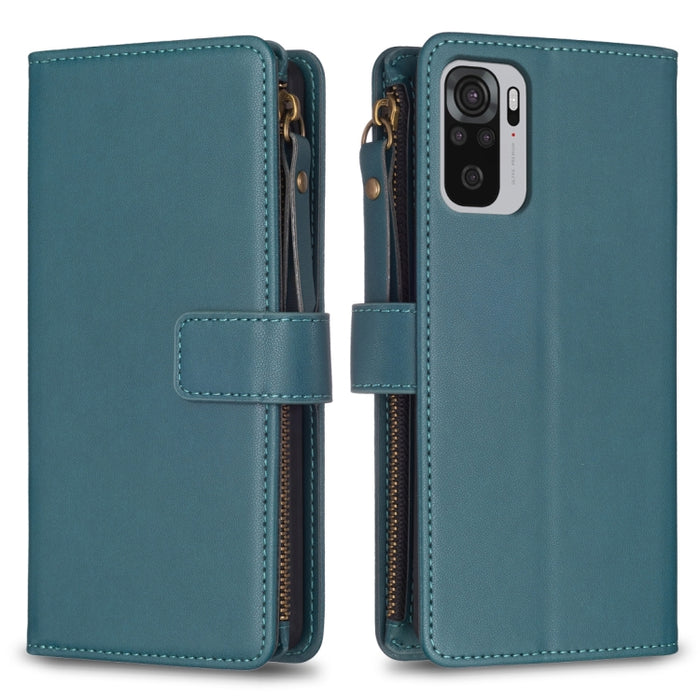 9 ranuras para tarjetas con cremallera, funda de cuero con tapa para teléfono, For Xiaomi Redmi Note 10 Pro, For Xiaomi Redmi Note 10, For Xiaomi Redmi K40 / K40 Pro, For Xiaomi Poco M3, For Xiaomi Poco X3, For Xiaomi Redmi 9A, For Xiaomi Redmi 9      ...