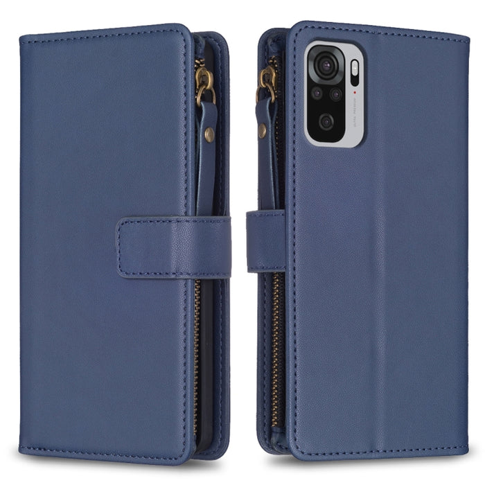 9 ranuras para tarjetas con cremallera, funda de cuero con tapa para teléfono, For Xiaomi Redmi Note 10 Pro, For Xiaomi Redmi Note 10, For Xiaomi Redmi K40 / K40 Pro, For Xiaomi Poco M3, For Xiaomi Poco X3, For Xiaomi Redmi 9A, For Xiaomi Redmi 9      ...