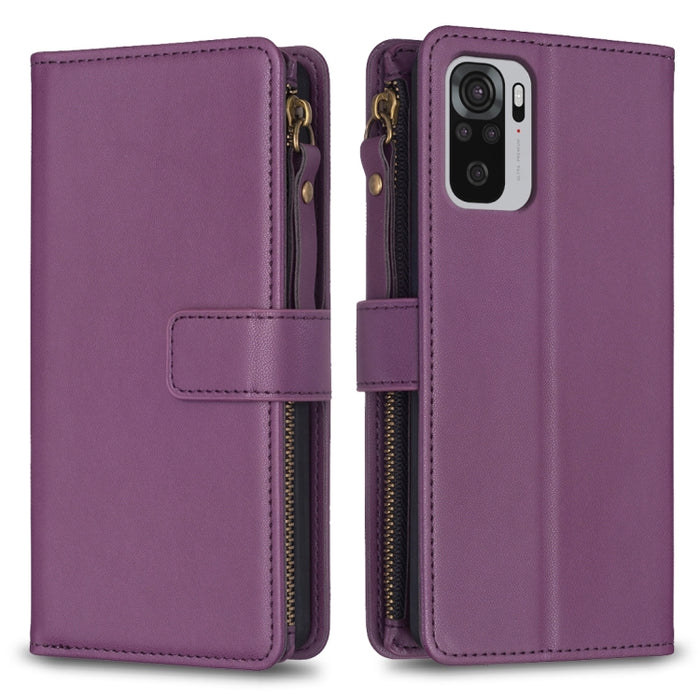 9 ranuras para tarjetas con cremallera, funda de cuero con tapa para teléfono, For Xiaomi Redmi Note 10 Pro, For Xiaomi Redmi Note 10, For Xiaomi Redmi K40 / K40 Pro, For Xiaomi Poco M3, For Xiaomi Poco X3, For Xiaomi Redmi 9A, For Xiaomi Redmi 9      ...