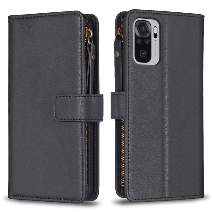 9 ranuras para tarjetas con cremallera, funda de cuero con tapa para teléfono, For Xiaomi Redmi Note 10 Pro, For Xiaomi Redmi Note 10, For Xiaomi Redmi K40 / K40 Pro, For Xiaomi Poco M3, For Xiaomi Poco X3, For Xiaomi Redmi 9A, For Xiaomi Redmi 9      ...