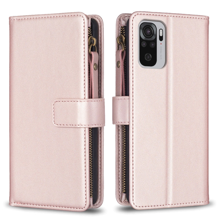 9 ranuras para tarjetas con cremallera, funda de cuero con tapa para teléfono, For Xiaomi Redmi Note 10 Pro, For Xiaomi Redmi Note 10, For Xiaomi Redmi K40 / K40 Pro, For Xiaomi Poco M3, For Xiaomi Poco X3, For Xiaomi Redmi 9A, For Xiaomi Redmi 9      ...