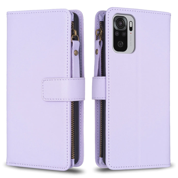 9 ranuras para tarjetas con cremallera, funda de cuero con tapa para teléfono, For Xiaomi Redmi Note 10 Pro, For Xiaomi Redmi Note 10, For Xiaomi Redmi K40 / K40 Pro, For Xiaomi Poco M3, For Xiaomi Poco X3, For Xiaomi Redmi 9A, For Xiaomi Redmi 9      ...