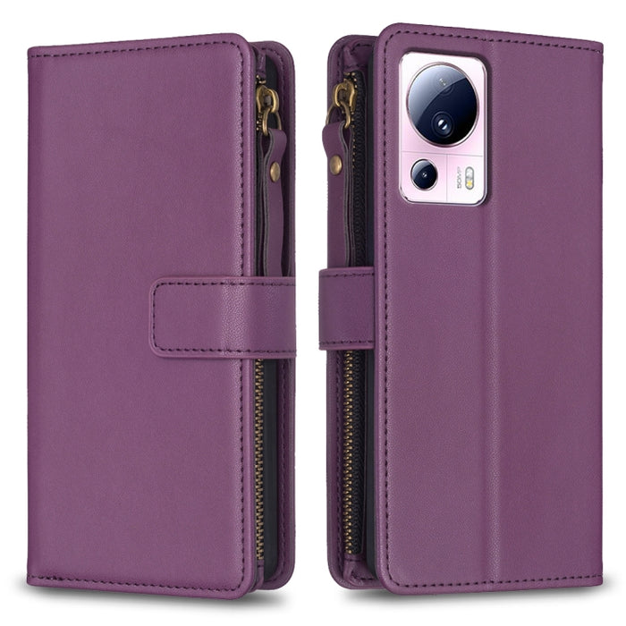 9 ranuras para tarjetas con cremallera, funda de cuero con tapa para teléfono, For Xiaomi Redmi 12C, For Xiaomi 13 Lite, For Xiaomi Redmi K60 / K60 Pro, For Xiaomi 13 Pro, For Xiaomi 13, For Xiaomi 12T / 12T Pro, For Xiaomi 12 Lite, For Xiaomi Redmi 10...