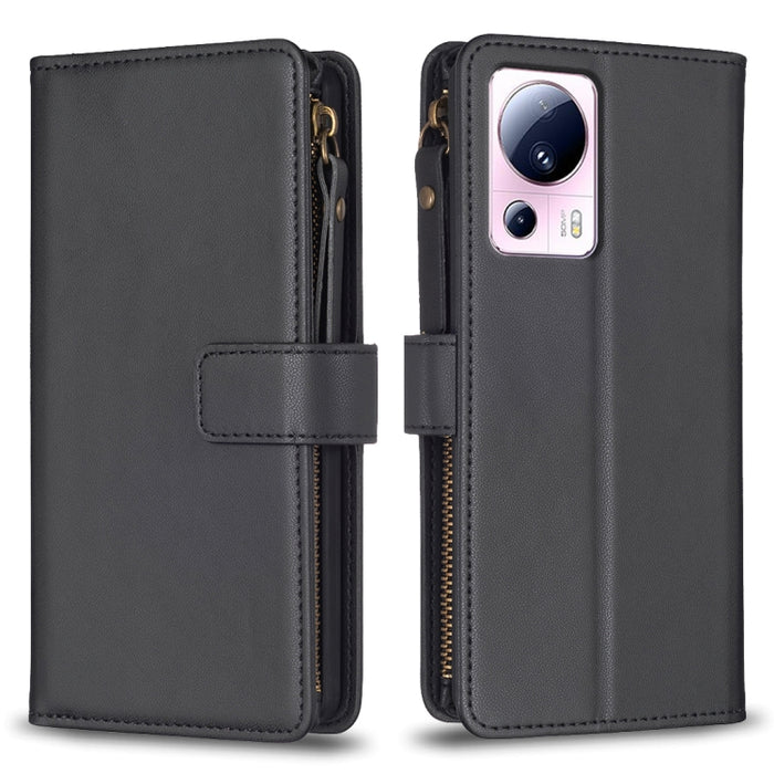 9 ranuras para tarjetas con cremallera, funda de cuero con tapa para teléfono, For Xiaomi Redmi 12C, For Xiaomi 13 Lite, For Xiaomi Redmi K60 / K60 Pro, For Xiaomi 13 Pro, For Xiaomi 13, For Xiaomi 12T / 12T Pro, For Xiaomi 12 Lite, For Xiaomi Redmi 10...