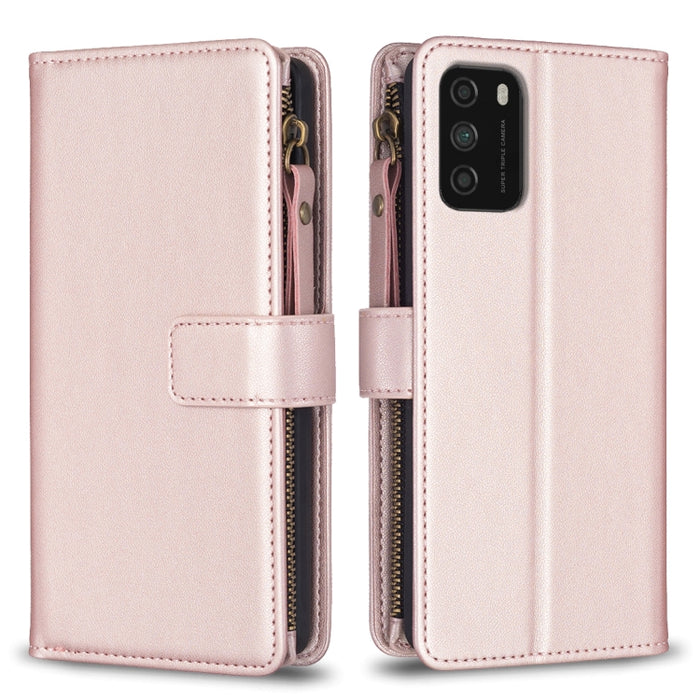 9 ranuras para tarjetas con cremallera, funda de cuero con tapa para teléfono, For Xiaomi Redmi Note 10 Pro, For Xiaomi Redmi Note 10, For Xiaomi Redmi K40 / K40 Pro, For Xiaomi Poco M3, For Xiaomi Poco X3, For Xiaomi Redmi 9A, For Xiaomi Redmi 9      ...
