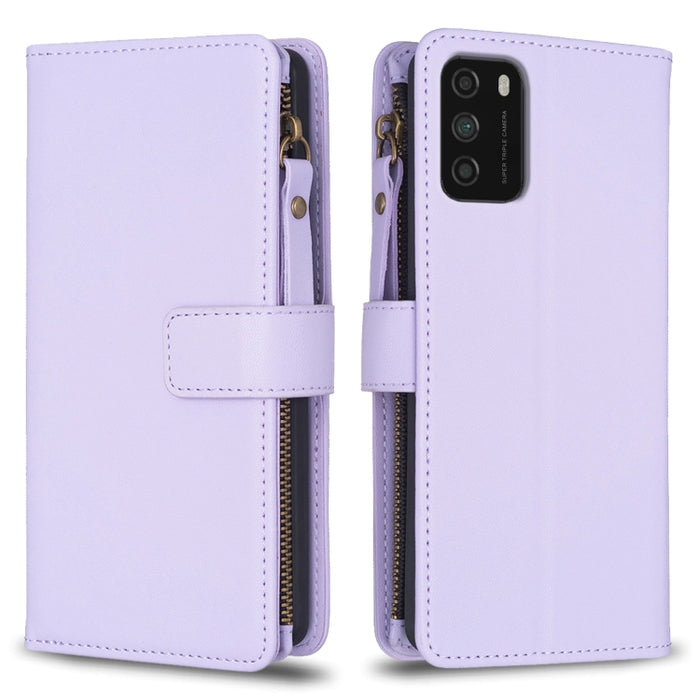 9 ranuras para tarjetas con cremallera, funda de cuero con tapa para teléfono, For Xiaomi Redmi Note 10 Pro, For Xiaomi Redmi Note 10, For Xiaomi Redmi K40 / K40 Pro, For Xiaomi Poco M3, For Xiaomi Poco X3, For Xiaomi Redmi 9A, For Xiaomi Redmi 9      ...