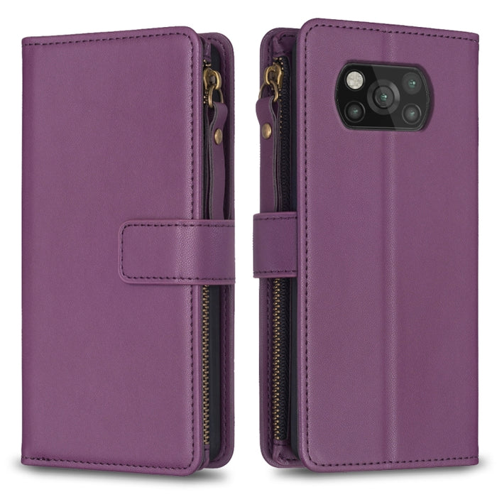 9 ranuras para tarjetas con cremallera, funda de cuero con tapa para teléfono, For Xiaomi Redmi Note 10 Pro, For Xiaomi Redmi Note 10, For Xiaomi Redmi K40 / K40 Pro, For Xiaomi Poco M3, For Xiaomi Poco X3, For Xiaomi Redmi 9A, For Xiaomi Redmi 9      ...