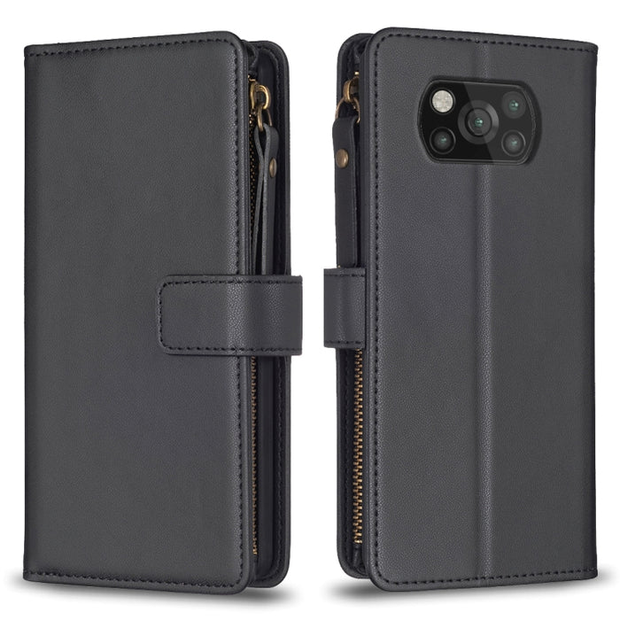 9 ranuras para tarjetas con cremallera, funda de cuero con tapa para teléfono, For Xiaomi Redmi Note 10 Pro, For Xiaomi Redmi Note 10, For Xiaomi Redmi K40 / K40 Pro, For Xiaomi Poco M3, For Xiaomi Poco X3, For Xiaomi Redmi 9A, For Xiaomi Redmi 9      ...