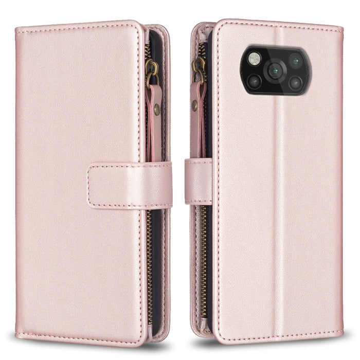 9 ranuras para tarjetas con cremallera, funda de cuero con tapa para teléfono, For Xiaomi Redmi Note 10 Pro, For Xiaomi Redmi Note 10, For Xiaomi Redmi K40 / K40 Pro, For Xiaomi Poco M3, For Xiaomi Poco X3, For Xiaomi Redmi 9A, For Xiaomi Redmi 9      ...