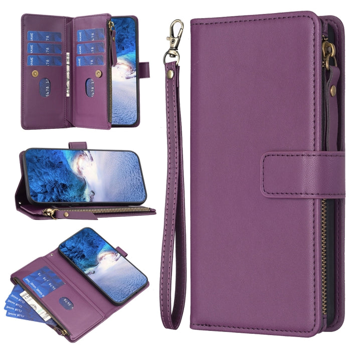 9 ranuras para tarjetas con cremallera, funda de cuero con tapa para teléfono, For Xiaomi Redmi Note 13 Pro 4G Global, For Xiaomi Poco M6 Pro 4G, For Xiaomi Redmi Note 13 4G Global, For Xiaomi Redmi Note 13, For Xiaomi Redmi 13C                        ...