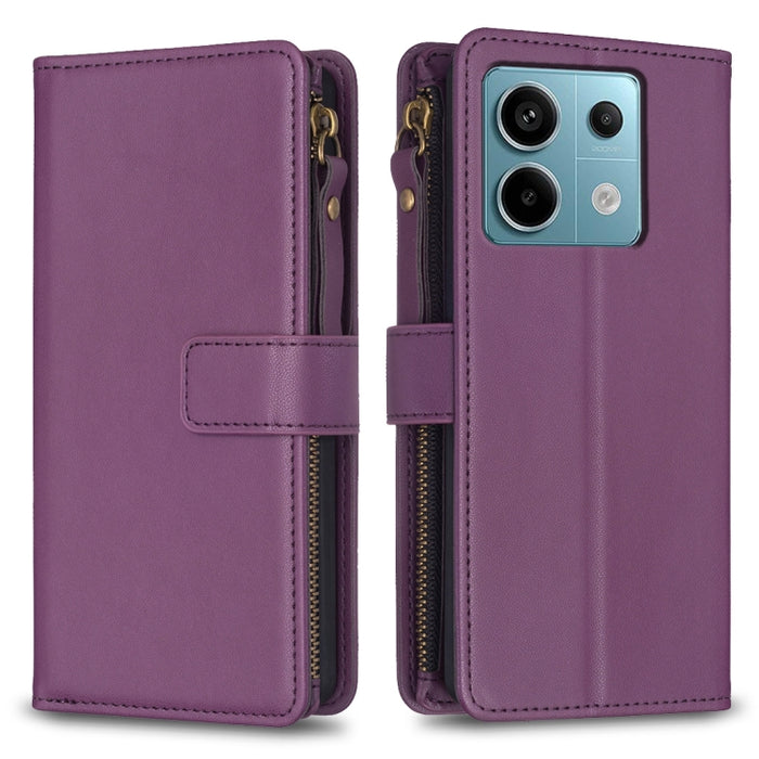 9 ranuras para tarjetas con cremallera, funda de cuero con tapa para teléfono, For Xiaomi Redmi Note 13 Pro 4G Global, For Xiaomi Poco M6 Pro 4G, For Xiaomi Redmi Note 13 4G Global, For Xiaomi Redmi Note 13, For Xiaomi Redmi 13C                        ...