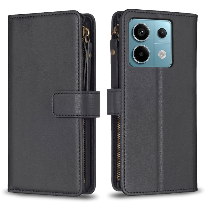 9 ranuras para tarjetas con cremallera, funda de cuero con tapa para teléfono, For Xiaomi Redmi Note 13 Pro 4G Global, For Xiaomi Poco M6 Pro 4G, For Xiaomi Redmi Note 13 4G Global, For Xiaomi Redmi Note 13, For Xiaomi Redmi 13C                        ...