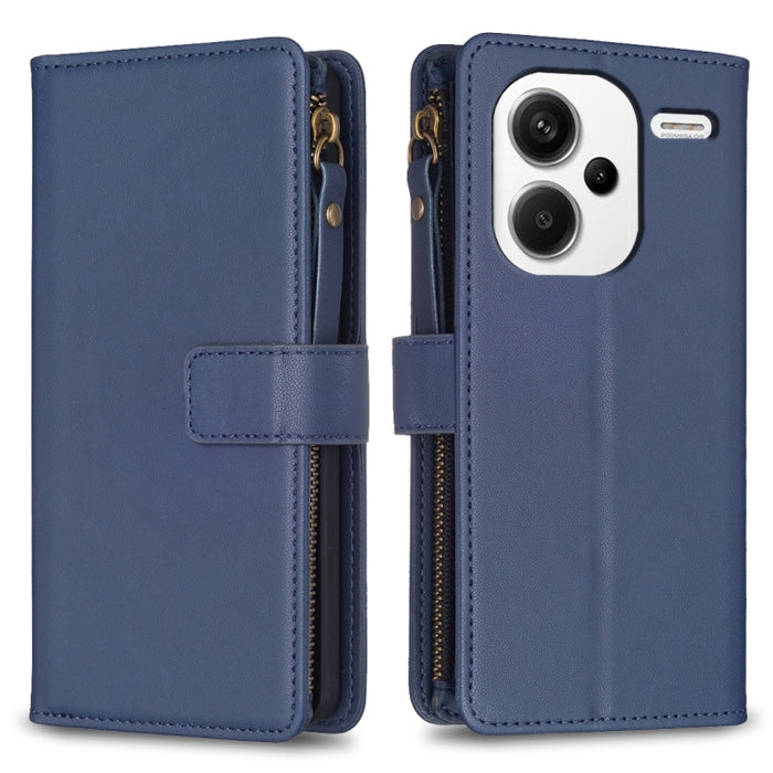 9 ranuras para tarjetas con cremallera, funda de cuero con tapa para teléfono, For Xiaomi Redmi Note 13 Pro 4G Global, For Xiaomi Poco M6 Pro 4G, For Xiaomi Redmi Note 13 4G Global, For Xiaomi Redmi Note 13, For Xiaomi Redmi 13C                        ...
