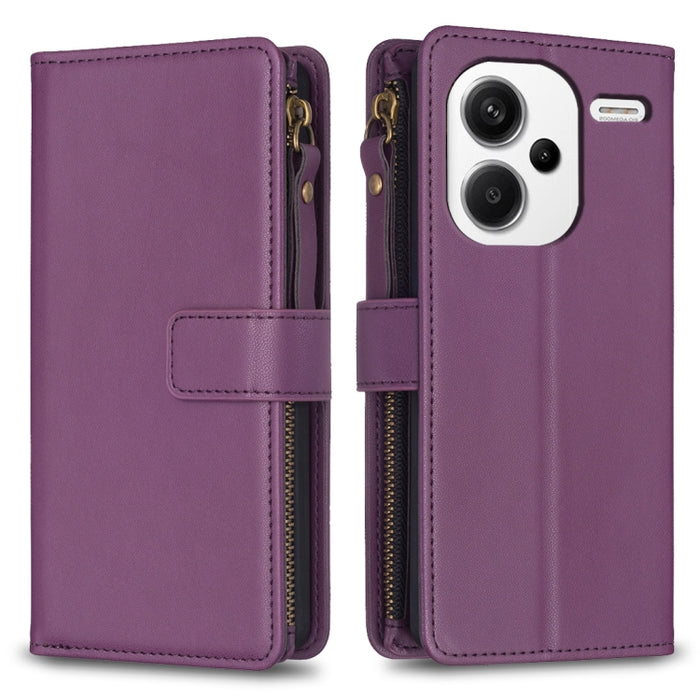 9 ranuras para tarjetas con cremallera, funda de cuero con tapa para teléfono, For Xiaomi Redmi Note 13 Pro 4G Global, For Xiaomi Poco M6 Pro 4G, For Xiaomi Redmi Note 13 4G Global, For Xiaomi Redmi Note 13, For Xiaomi Redmi 13C                        ...