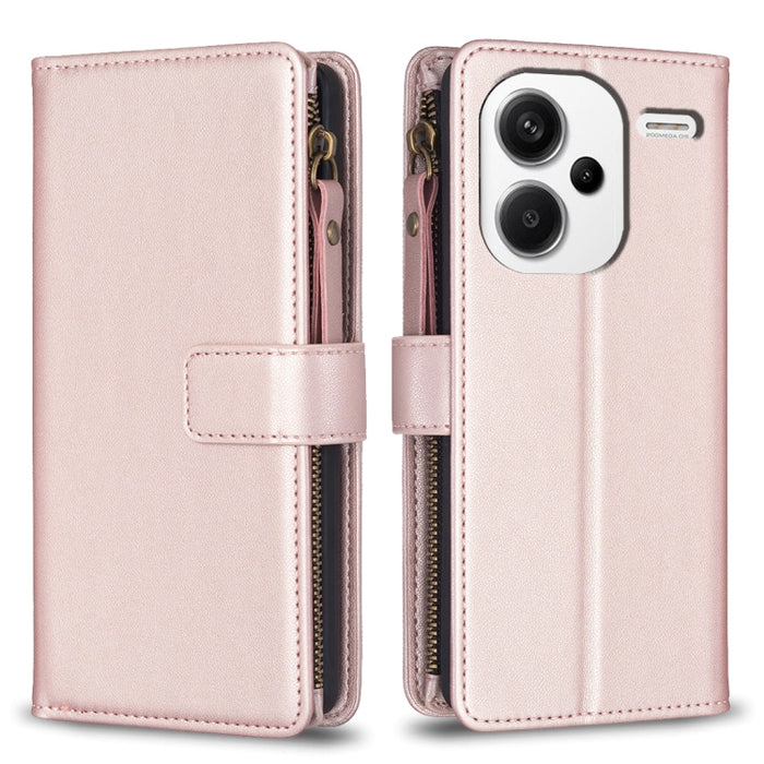 9 ranuras para tarjetas con cremallera, funda de cuero con tapa para teléfono, For Xiaomi Redmi Note 13 Pro 4G Global, For Xiaomi Poco M6 Pro 4G, For Xiaomi Redmi Note 13 4G Global, For Xiaomi Redmi Note 13, For Xiaomi Redmi 13C                        ...