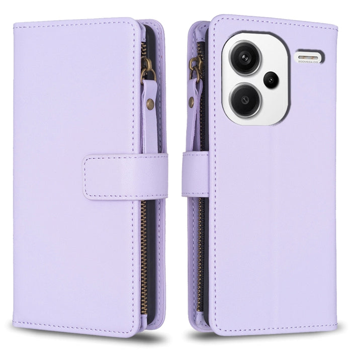 9 ranuras para tarjetas con cremallera, funda de cuero con tapa para teléfono, For Xiaomi Redmi Note 13 Pro 4G Global, For Xiaomi Poco M6 Pro 4G, For Xiaomi Redmi Note 13 4G Global, For Xiaomi Redmi Note 13, For Xiaomi Redmi 13C                        ...