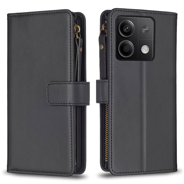 9 ranuras para tarjetas con cremallera, funda de cuero con tapa para teléfono, For Xiaomi Redmi Note 13 Pro 4G Global, For Xiaomi Poco M6 Pro 4G, For Xiaomi Redmi Note 13 4G Global, For Xiaomi Redmi Note 13, For Xiaomi Redmi 13C                        ...