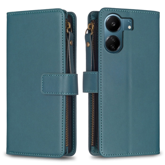 9 ranuras para tarjetas con cremallera, funda de cuero con tapa para teléfono, For Xiaomi Redmi Note 13 Pro 4G Global, For Xiaomi Poco M6 Pro 4G, For Xiaomi Redmi Note 13 4G Global, For Xiaomi Redmi Note 13, For Xiaomi Redmi 13C                        ...