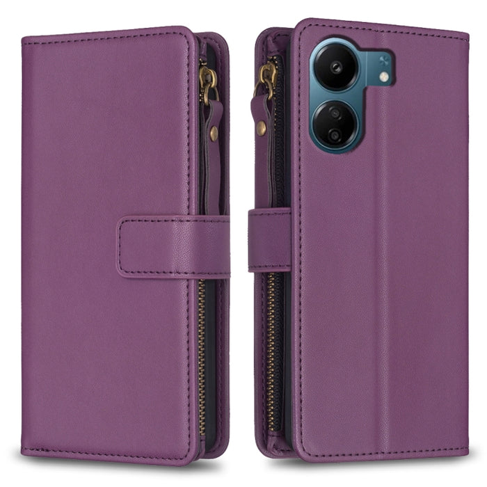 9 ranuras para tarjetas con cremallera, funda de cuero con tapa para teléfono, For Xiaomi Redmi Note 13 Pro 4G Global, For Xiaomi Poco M6 Pro 4G, For Xiaomi Redmi Note 13 4G Global, For Xiaomi Redmi Note 13, For Xiaomi Redmi 13C                        ...