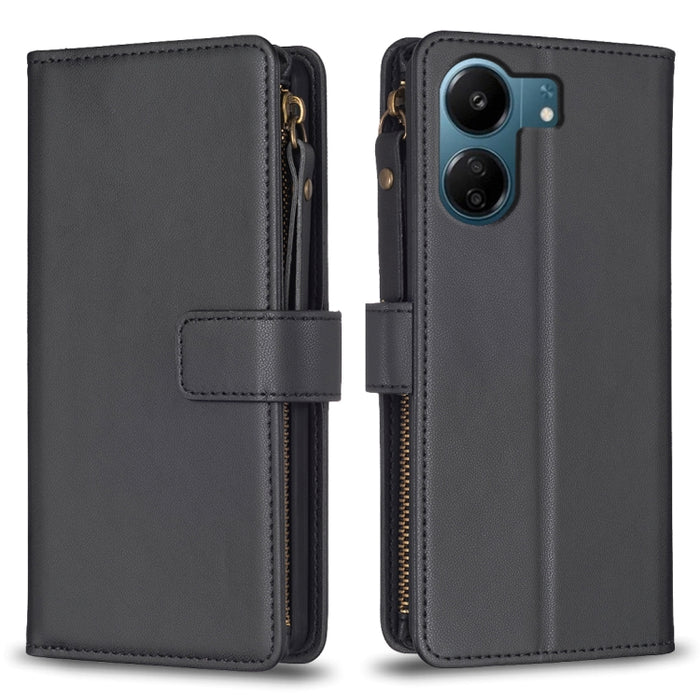 9 ranuras para tarjetas con cremallera, funda de cuero con tapa para teléfono, For Xiaomi Redmi Note 13 Pro 4G Global, For Xiaomi Poco M6 Pro 4G, For Xiaomi Redmi Note 13 4G Global, For Xiaomi Redmi Note 13, For Xiaomi Redmi 13C                        ...