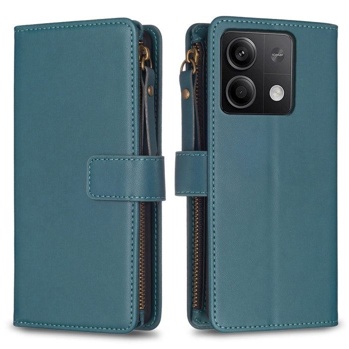 9 ranuras para tarjetas con cremallera, funda de cuero con tapa para teléfono, For Xiaomi Redmi Note 13 Pro 4G Global, For Xiaomi Poco M6 Pro 4G, For Xiaomi Redmi Note 13 4G Global, For Xiaomi Redmi Note 13, For Xiaomi Redmi 13C                        ...