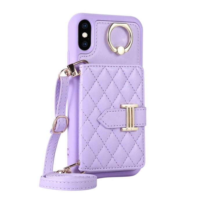 Estuche para teléfono con soporte de anillo y bolsa de tarjeta horizontal con cordón doble