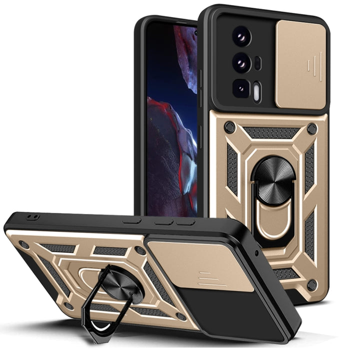 Diseño de cubierta de cámara deslizante TPU Hybrid PC Phone Case, For Xiaomi Poco F5 Pro