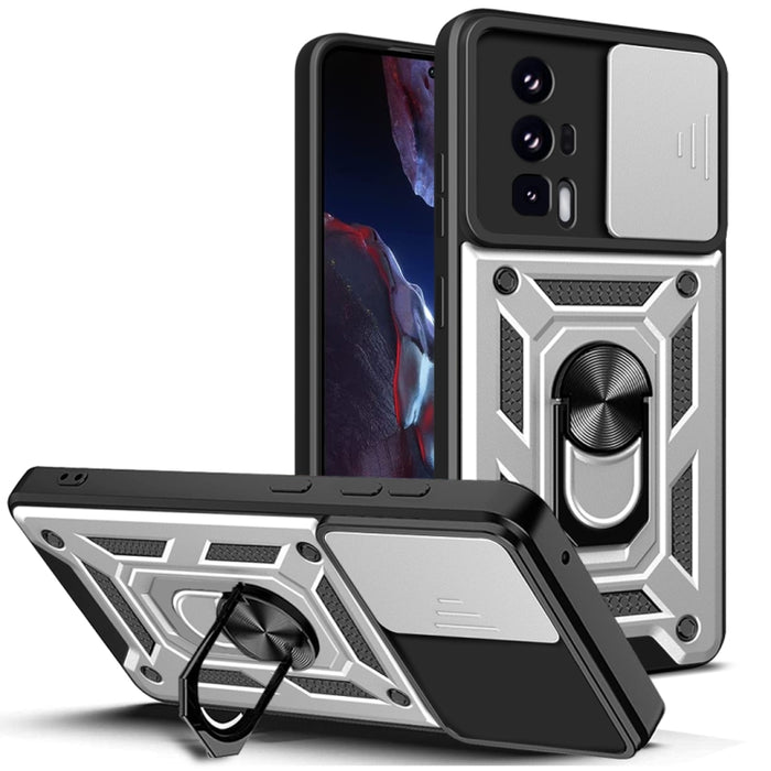 Diseño de cubierta de cámara deslizante TPU Hybrid PC Phone Case, For Xiaomi Poco F5 Pro
