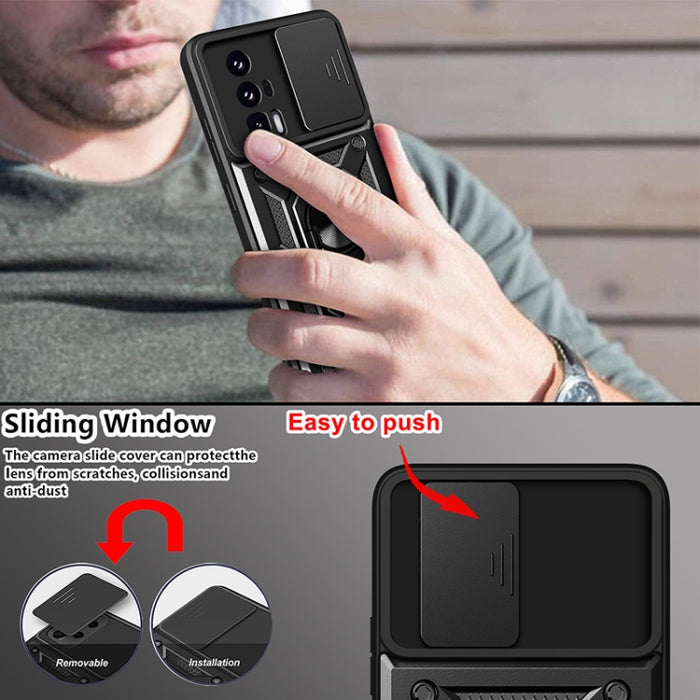 Diseño de cubierta de cámara deslizante TPU Hybrid PC Phone Case, For Xiaomi Poco F5 Pro