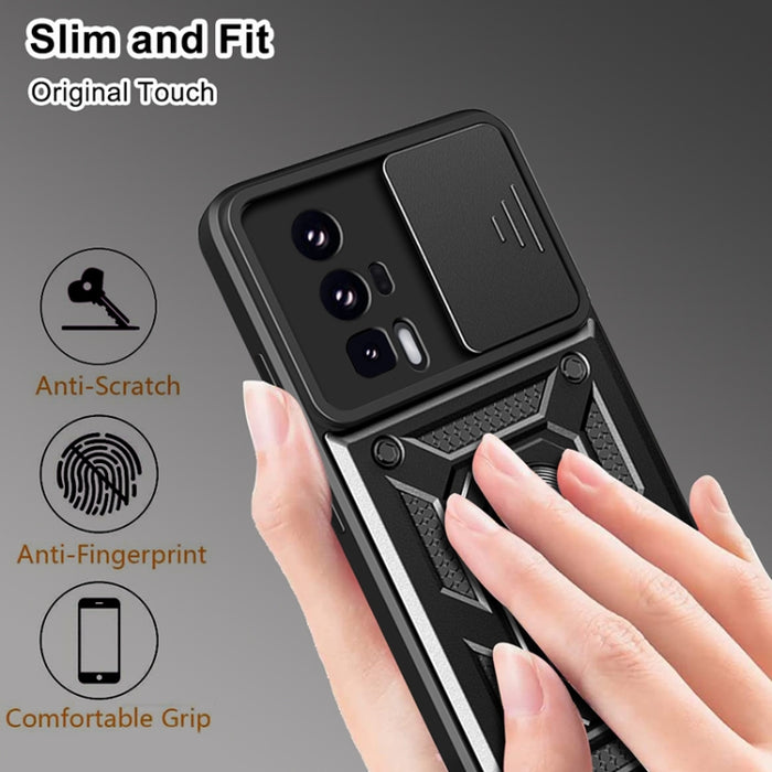 Diseño de cubierta de cámara deslizante TPU Hybrid PC Phone Case, For Xiaomi Poco F5 Pro