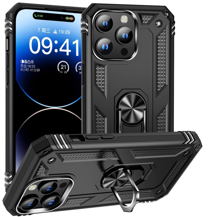 Funda para teléfono TPU + PC a prueba de golpes con soporte