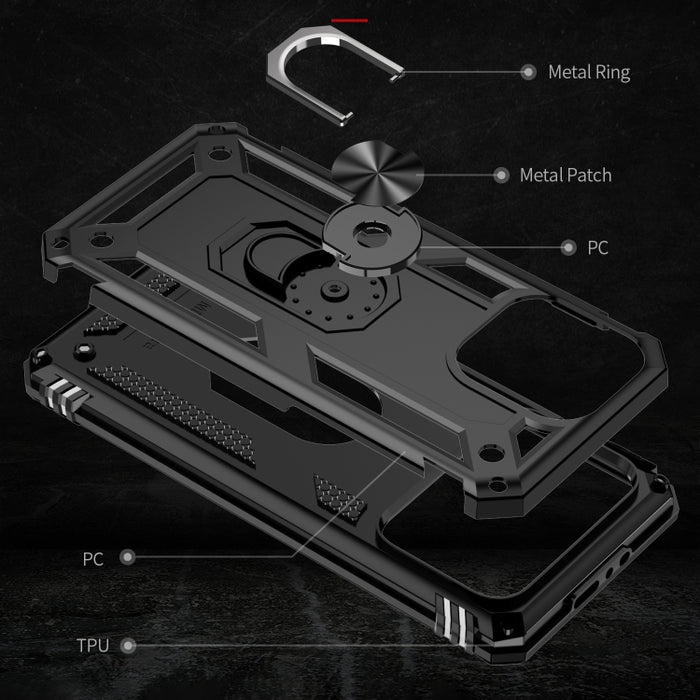 Funda para teléfono TPU + PC a prueba de golpes con soporte